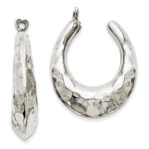 14k White Gold Hammered Oval Hoop Earring Jackets