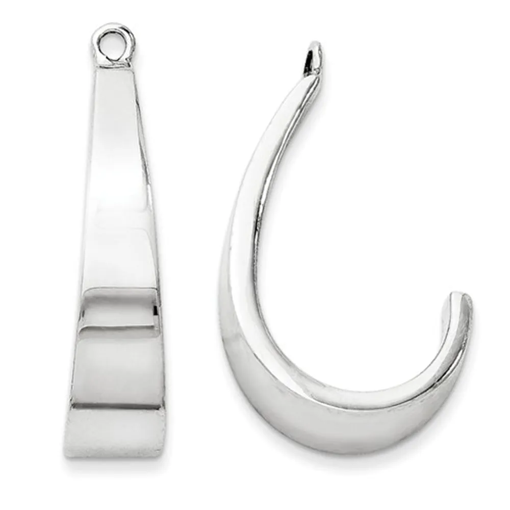 14k White Gold Tapered J-Hoop Earring Jackets