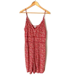 American Eagle Outfitters Red Floral Crochet (no lining) Romper- Size XL