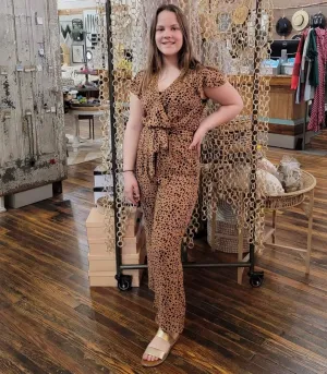 Animal Print Wide Leg Jumpsuit