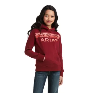 ARIAT GIRLS REAL SERAPE LOGO HOODIE (RHUBARB)