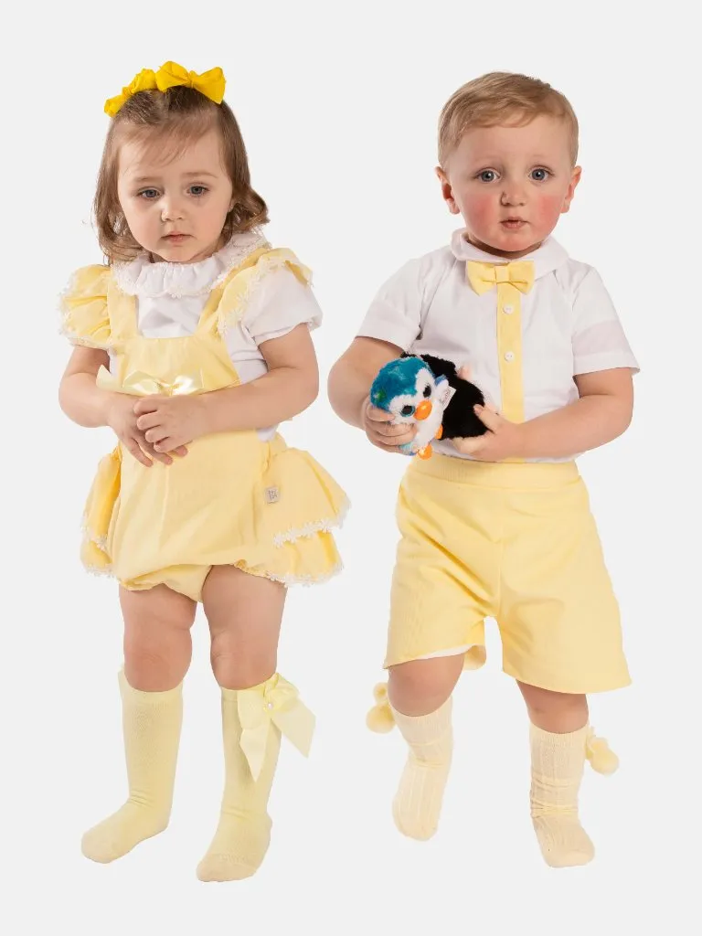 Baby Boy/Girl Daisy Spanish Romper Bundle- Lemon Yellow