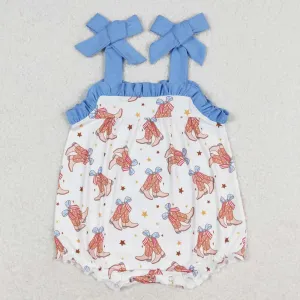 Baby Infant Girls Rompers Ruffle Straps Boots Western Rompers SR1547