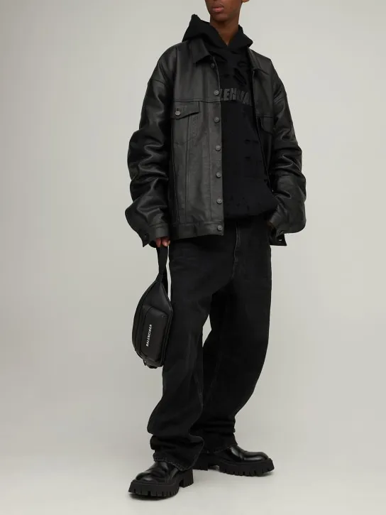 Balenciaga   Denim-style leather jacket 