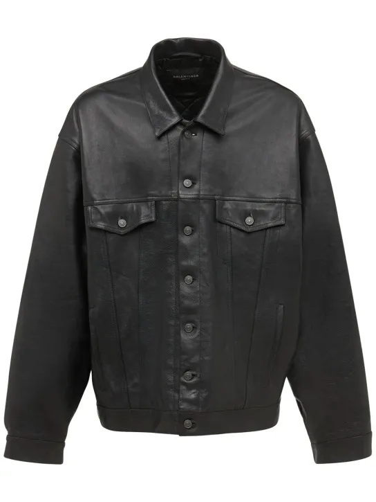 Balenciaga   Denim-style leather jacket 