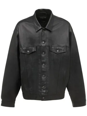 Balenciaga   Denim-style leather jacket 