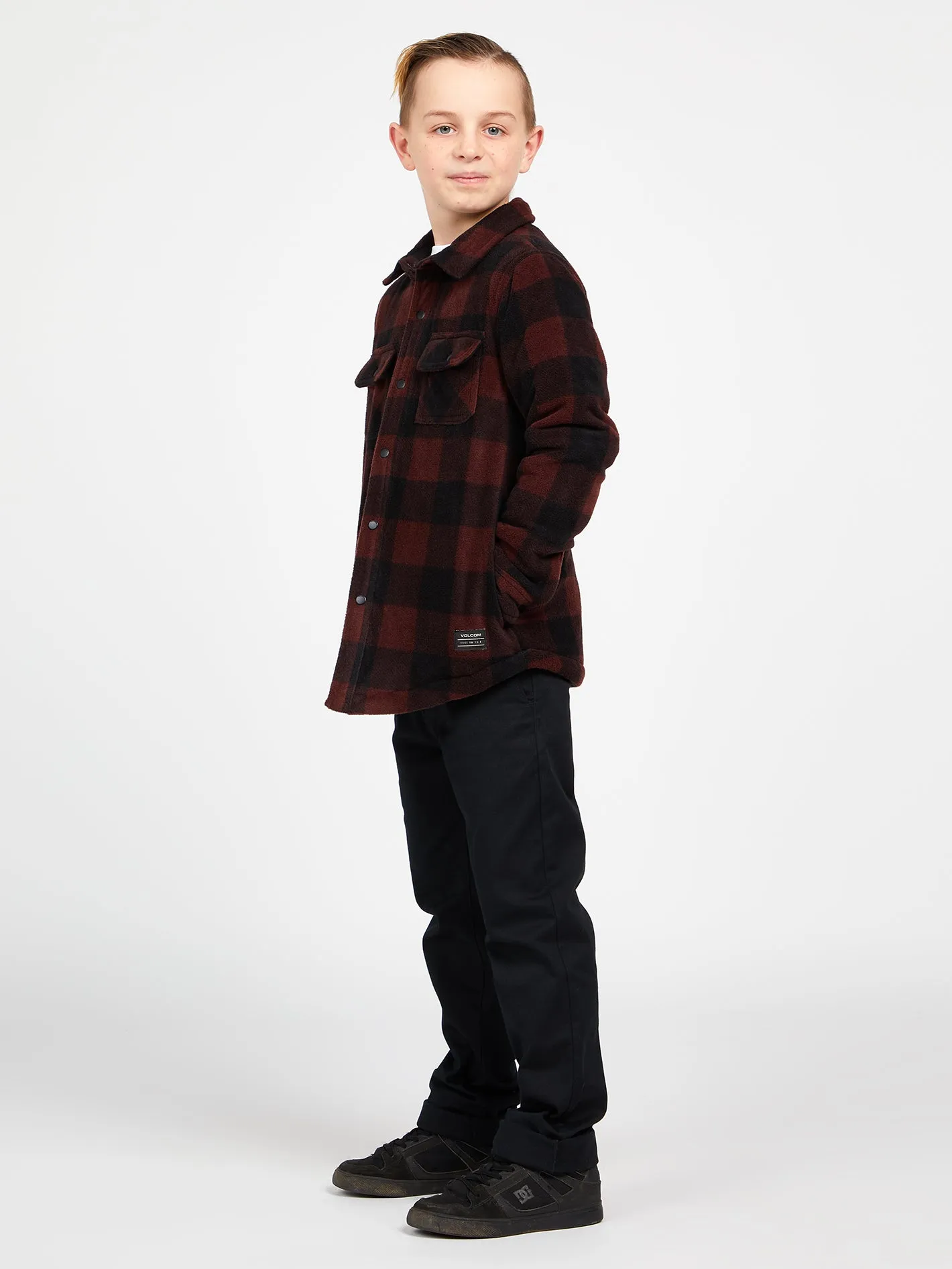 Big Boys Bowered Fleece Long Sleeve Jacket - Mahogany