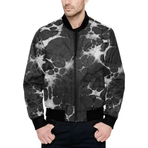 Black & Grey Ink Splatter Quilted Bomber Jacket