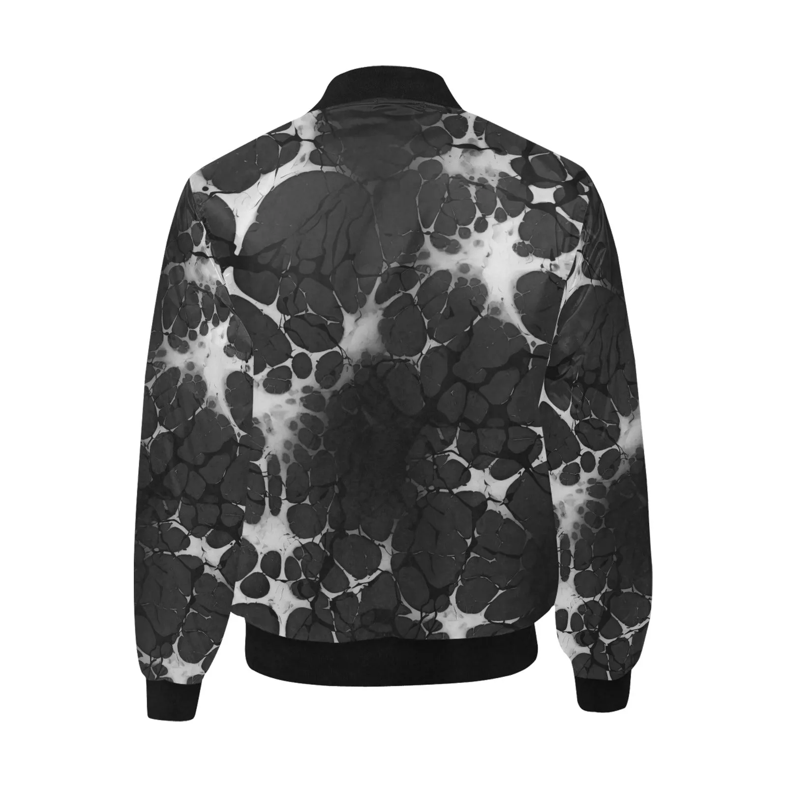 Black & Grey Ink Splatter Quilted Bomber Jacket