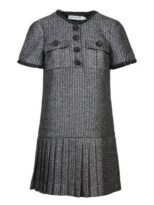 Black Metallic Bouclé Mini Dress