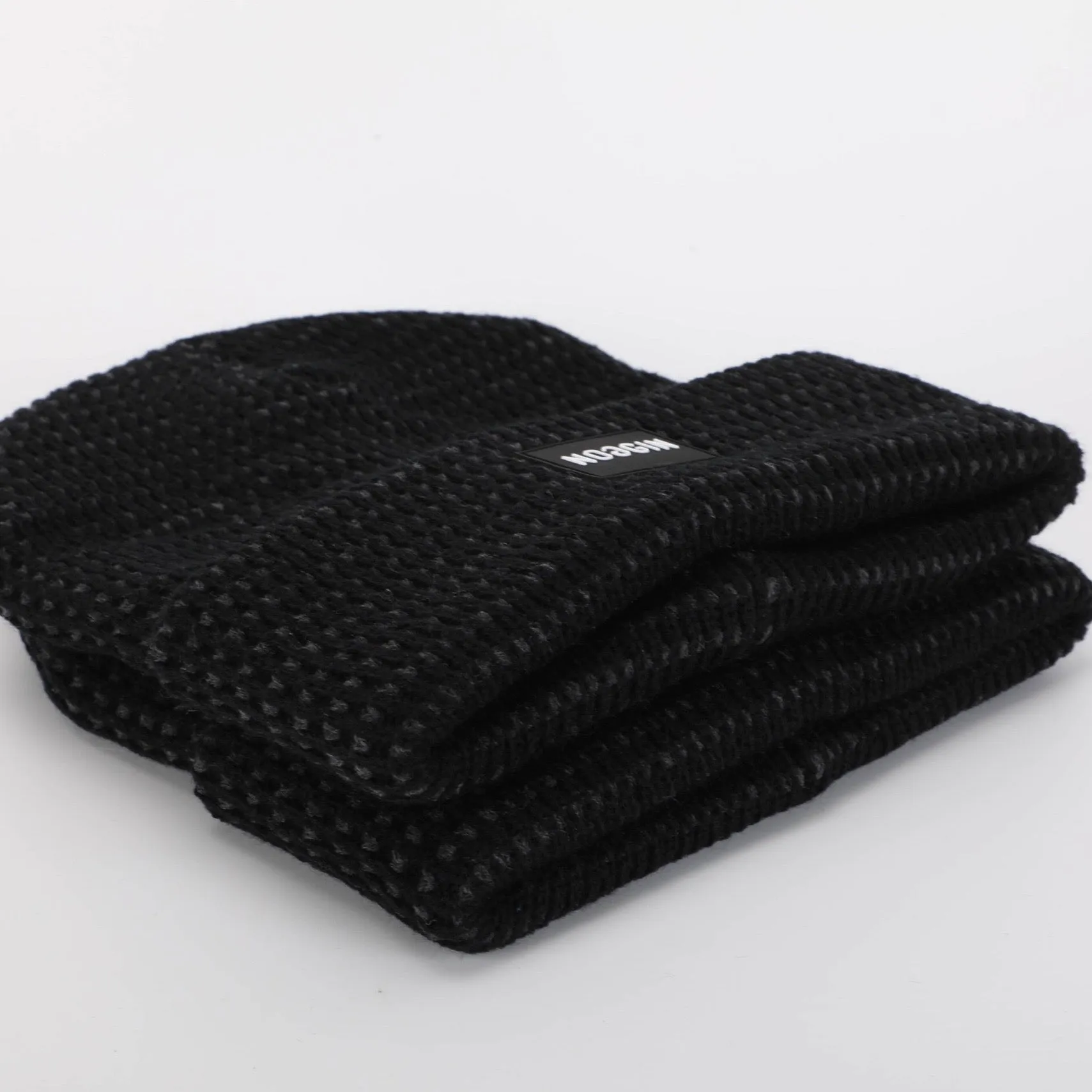 BLACK WarmHug Waffle Beanie