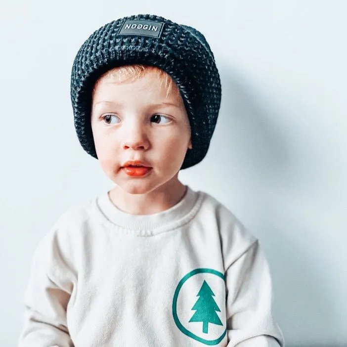 BLACK WarmHug Waffle Beanie
