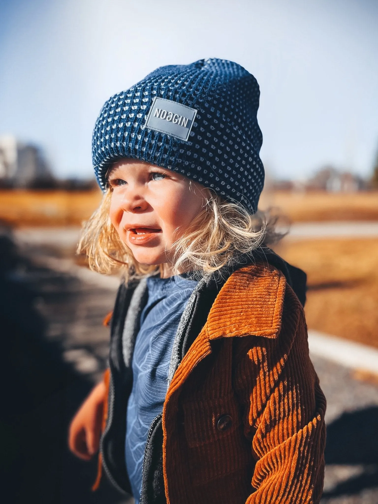 BLUE WarmHug Waffle Beanie