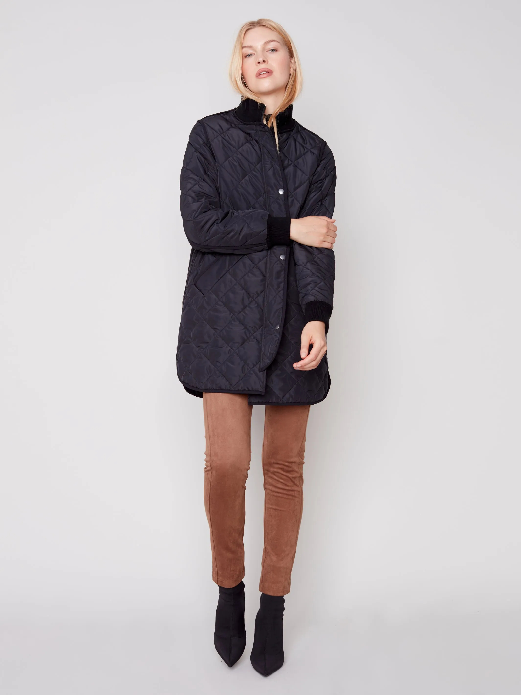 Charlie B Fall 2023-C6253-721B- Quilted Jacket-Black
