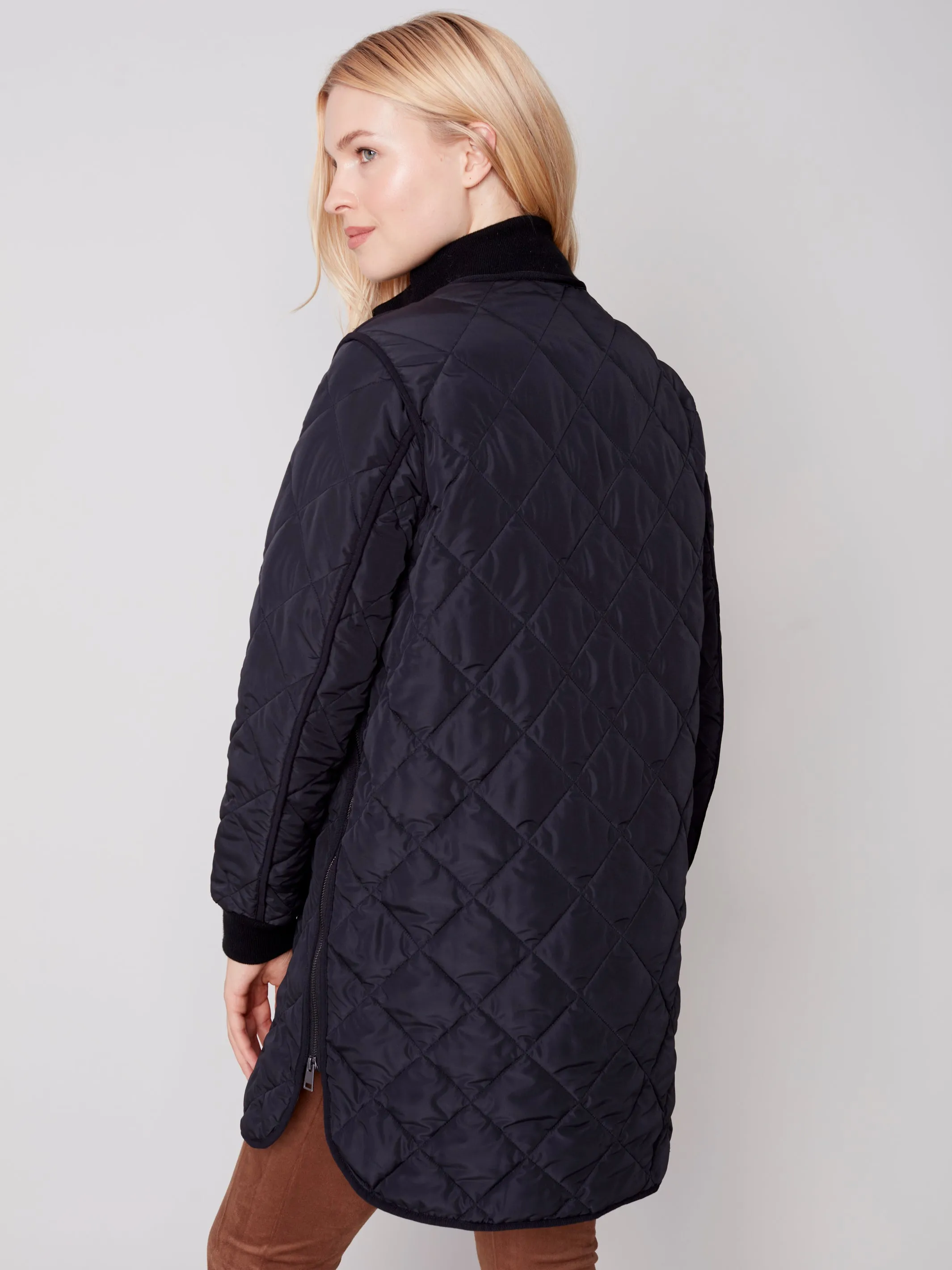 Charlie B Fall 2023-C6253-721B- Quilted Jacket-Black