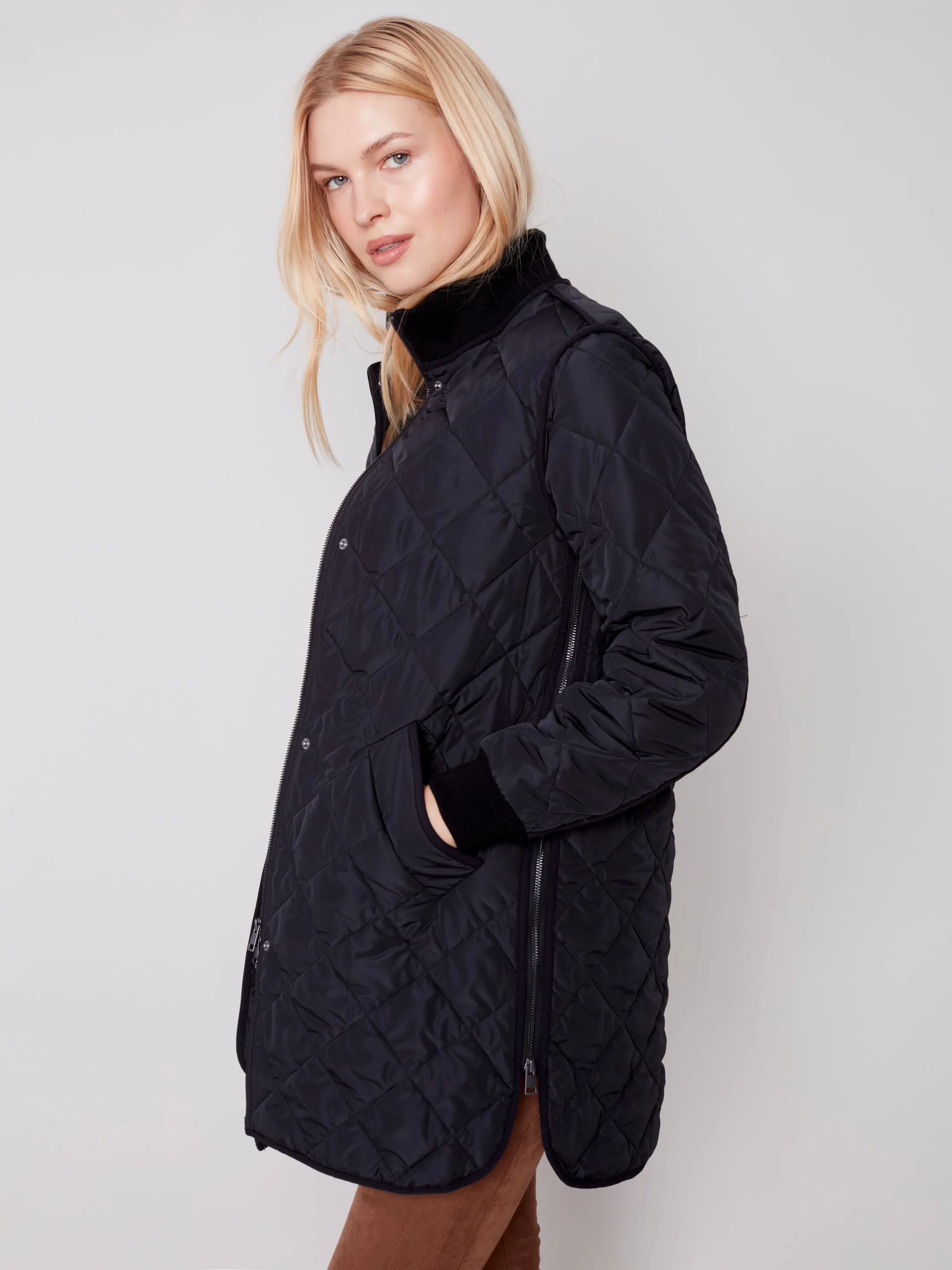 Charlie B Fall 2023-C6253-721B- Quilted Jacket-Black