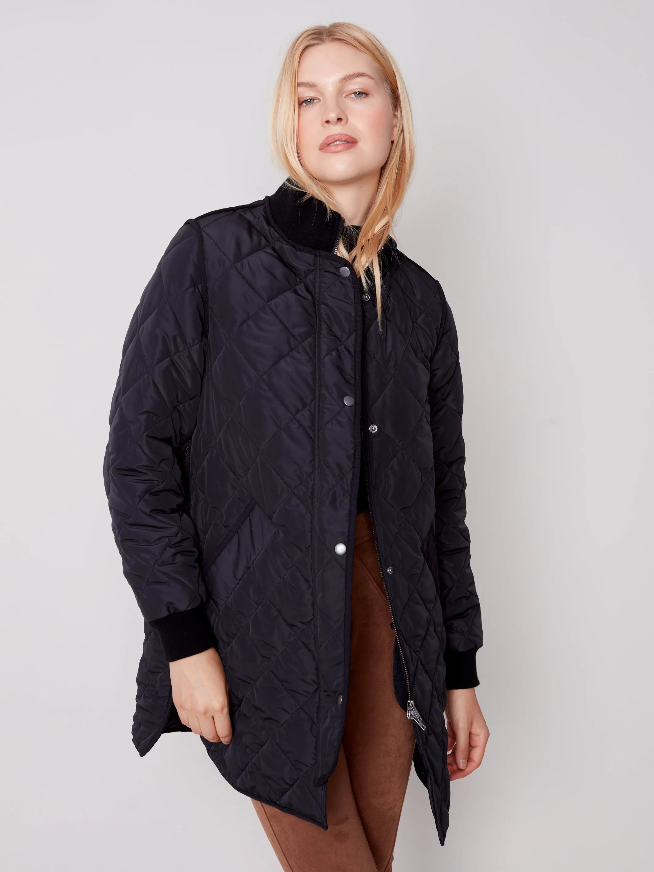 Charlie B Fall 2023-C6253-721B- Quilted Jacket-Black