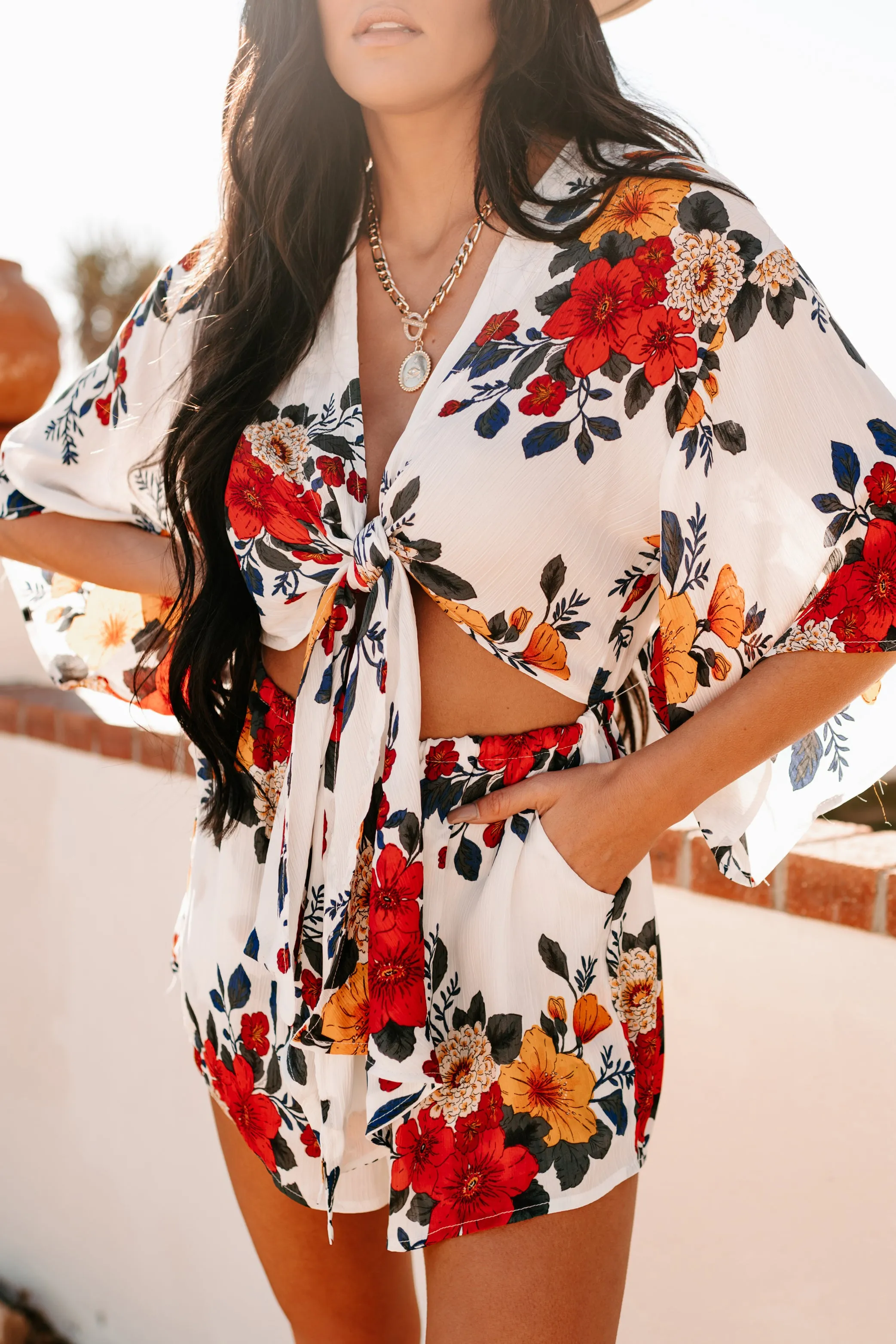Charm Me Kimono Sleeve Cut-Out Romper (White)
