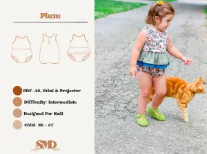 Child Plum Bubble Romper Digital Sewing Pattern Sizes NB-5T