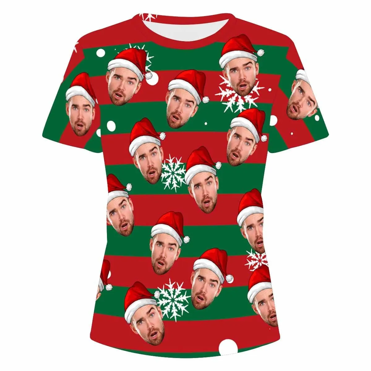 Custom Face Christmas Snowflake Women's T-shirt