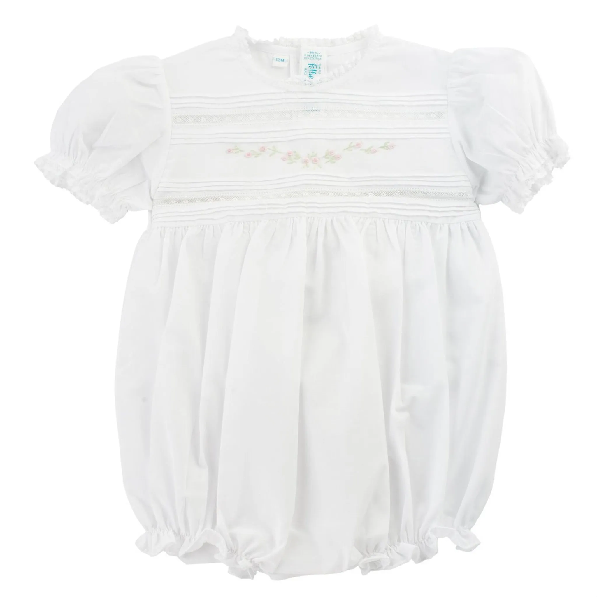 Floral Bullions & Lace Romper- White