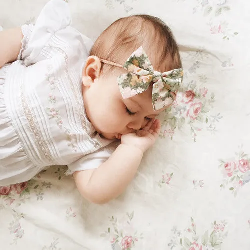 Floral Bullions & Lace Romper- White