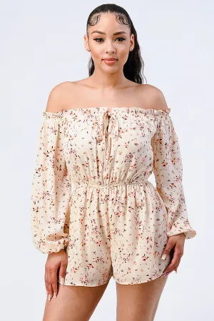FLORAL OFF SHOULDER SMOCKING ROMPER