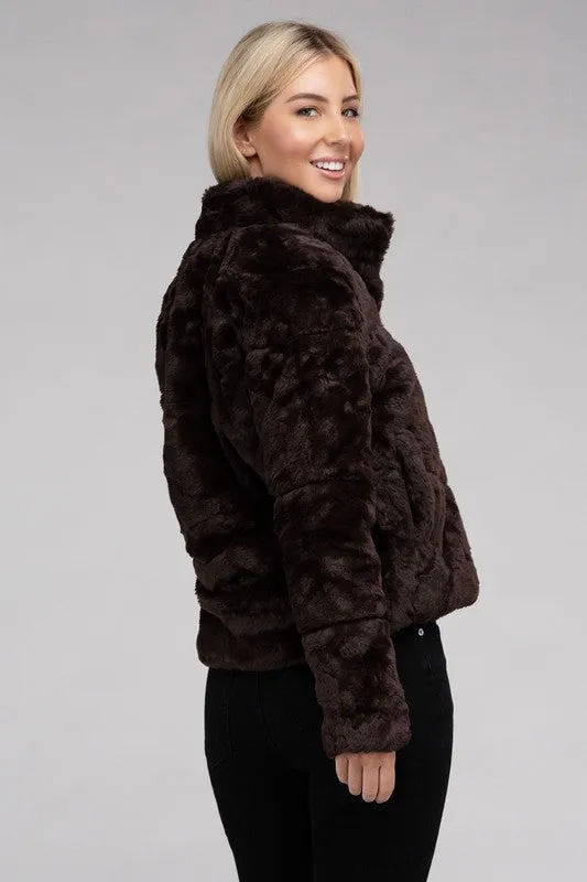 Fluffy Zip-Up Sweater Jacket *Online Only*
