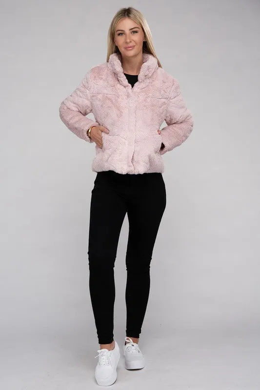 Fluffy Zip-Up Sweater Jacket *Online Only*