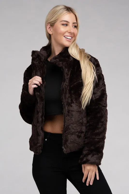 Fluffy Zip-Up Sweater Jacket *Online Only*