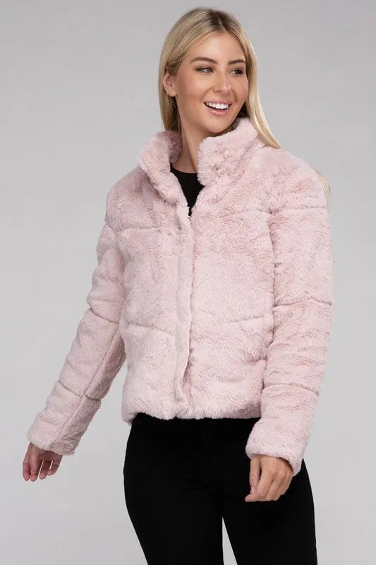Fluffy Zip-Up Sweater Jacket *Online Only*