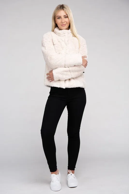 Fluffy Zip-Up Sweater Jacket *Online Only*