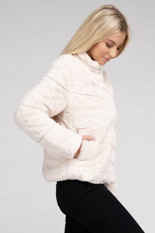 Fluffy Zip-Up Sweater Jacket *Online Only*