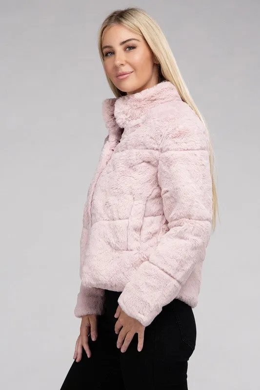 Fluffy Zip-Up Sweater Jacket *Online Only*