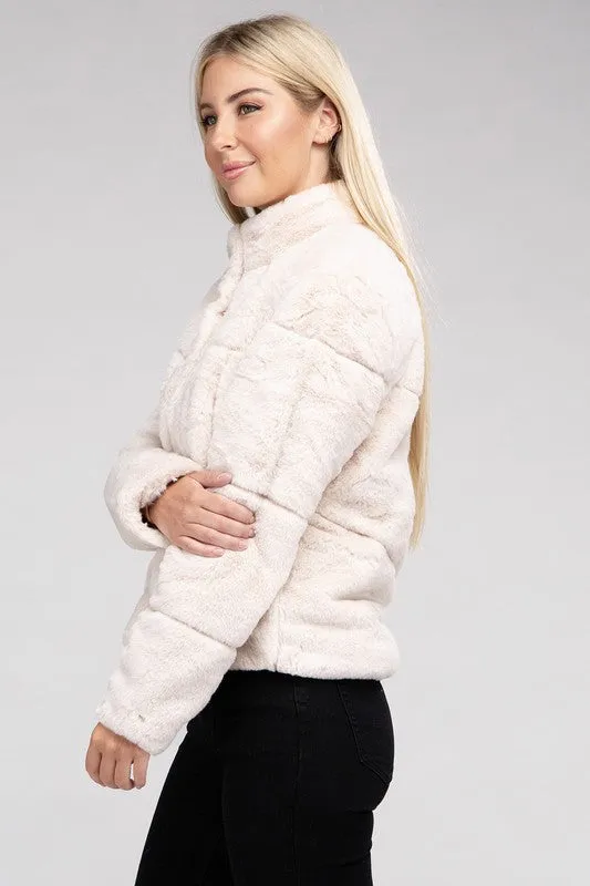 Fluffy Zip-Up Sweater Jacket *Online Only*
