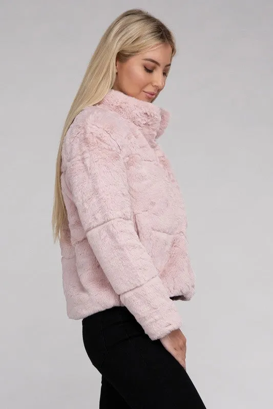 Fluffy Zip-Up Sweater Jacket *Online Only*
