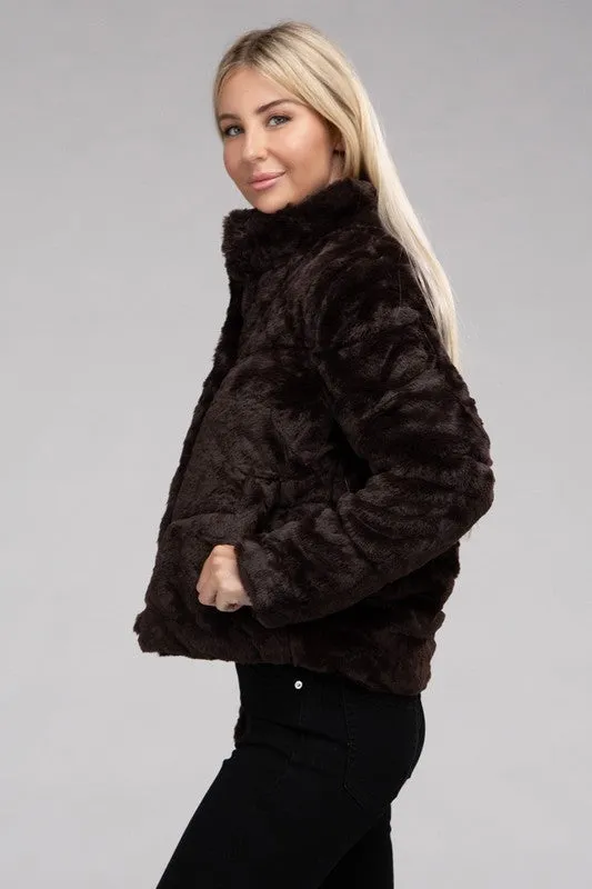 Fluffy Zip-Up Sweater Jacket *Online Only*