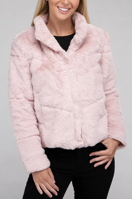 Fluffy Zip-Up Sweater Jacket *Online Only*