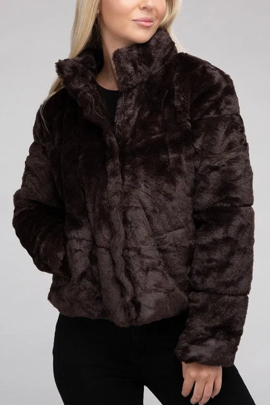 Fluffy Zip-Up Sweater Jacket *Online Only*