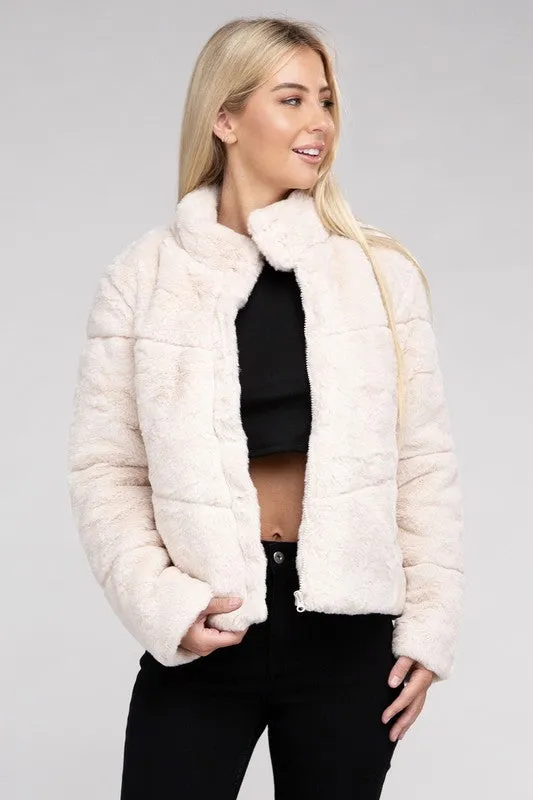 Fluffy Zip-Up Sweater Jacket *Online Only*