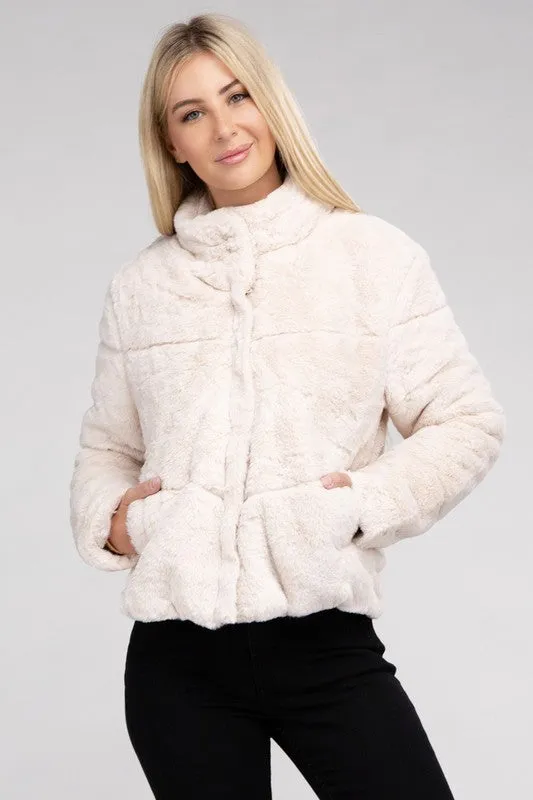 Fluffy Zip-Up Sweater Jacket *Online Only*
