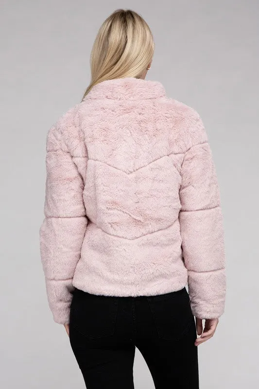 Fluffy Zip-Up Sweater Jacket *Online Only*