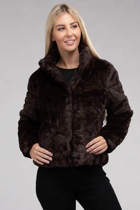 Fluffy Zip-Up Sweater Jacket *Online Only*