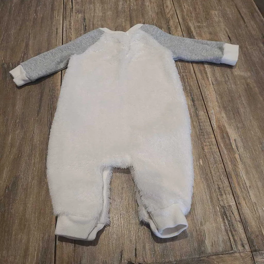 Gap furry bear cotton sweatshirt romper 3-6m