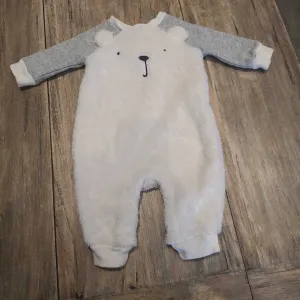 Gap furry bear cotton sweatshirt romper 3-6m