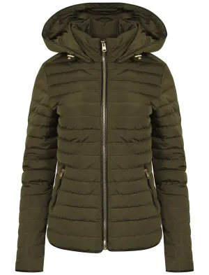 Ginger Quilted Hooded Jacket in Khaki - Tokyo Laundry