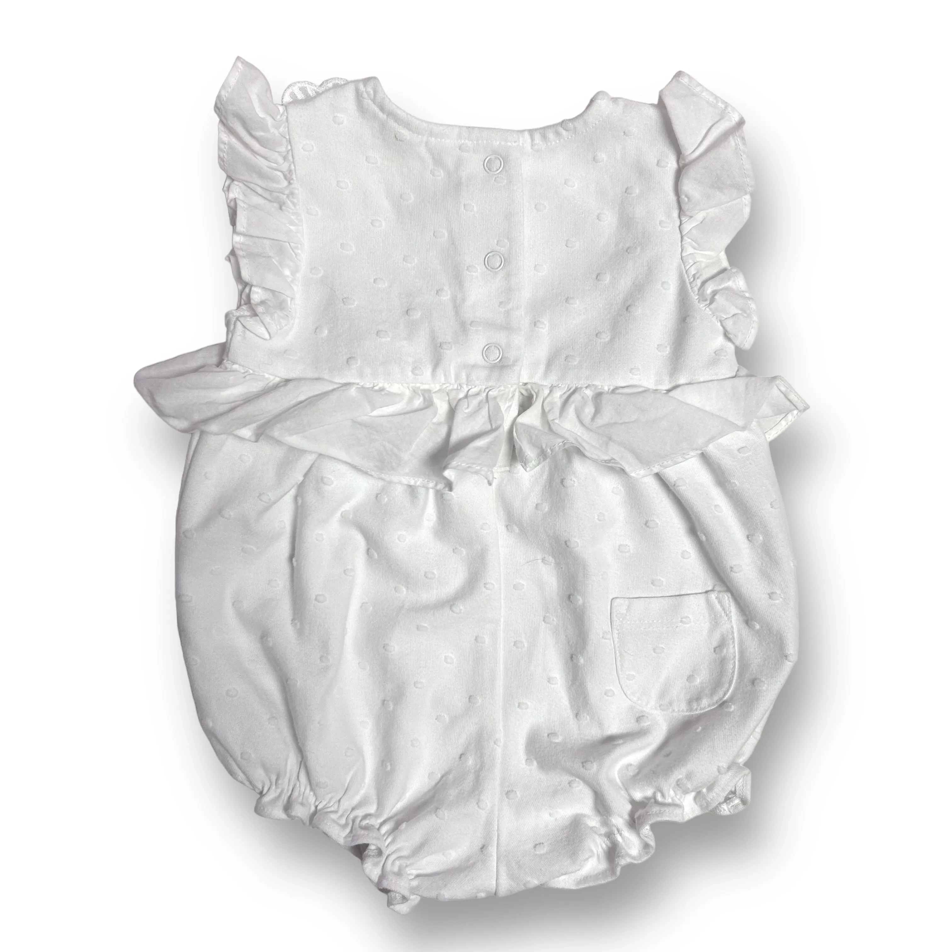 Girls Janie and Jack Size 0-3 Months White Embellished Accents Summer Romper