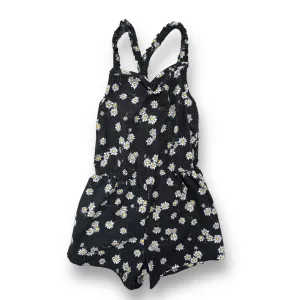 Girls SO Size 10/12 Gray Daisies Elastic Spaghetti Strap Everyday Romper