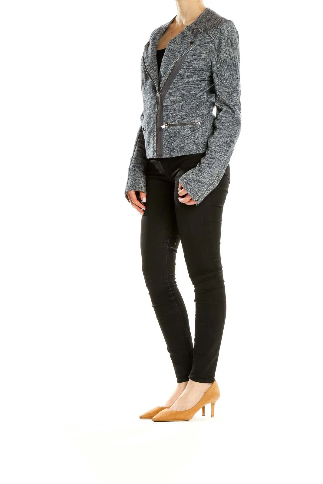 Gray Heathered Moto-Style Jacket