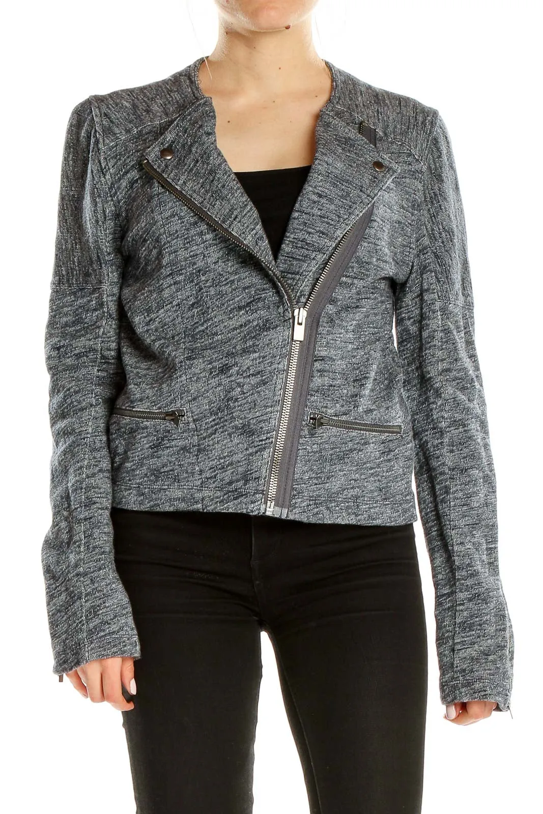 Gray Heathered Moto-Style Jacket